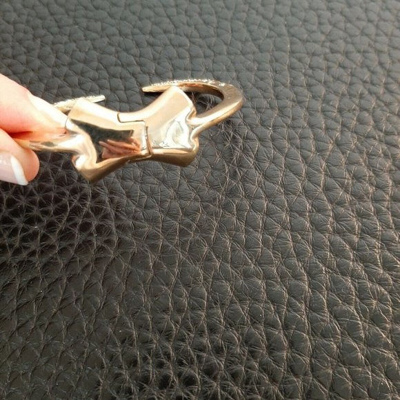 Alexis Bittar Gold tone Bow and rhinestones bracelet Narrow Cuff Adjustable - Picture 3 of 4